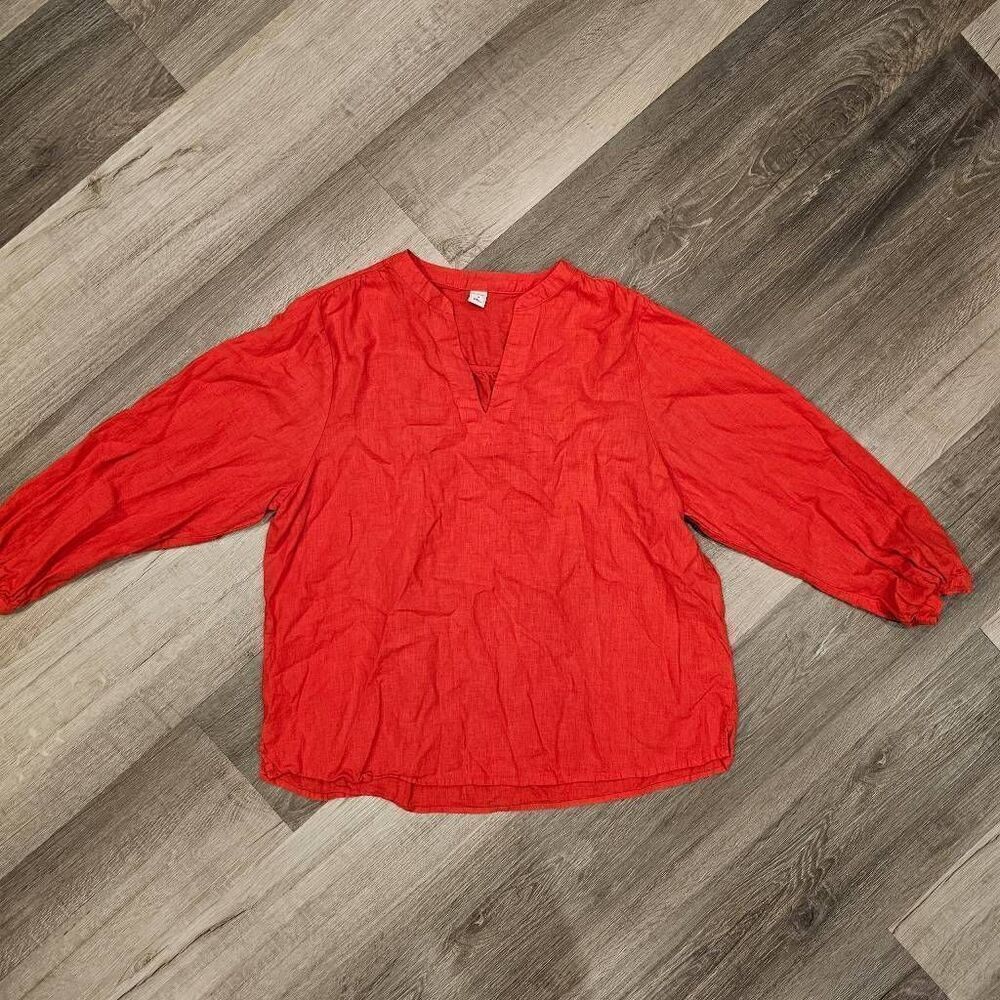 Old Navy Linen Blend Orange Blouse Top Size Medium